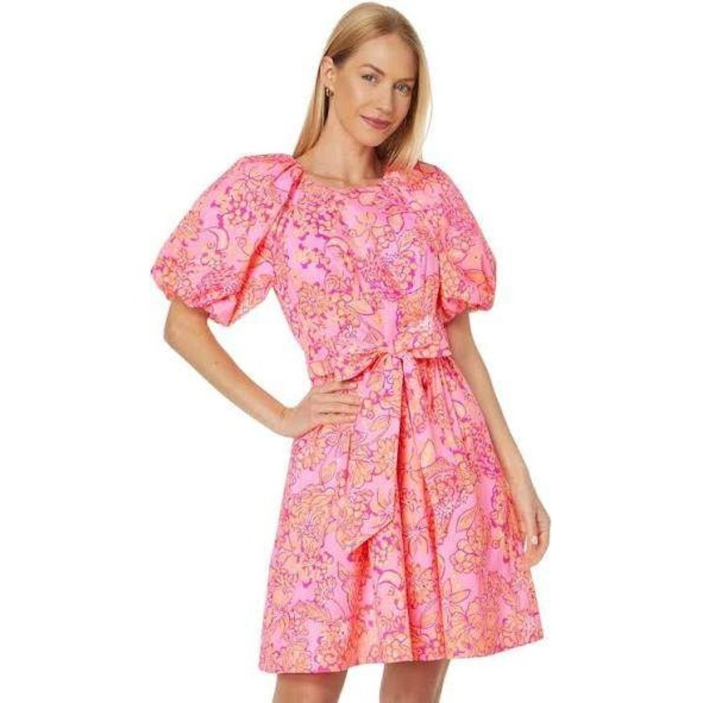 Lilly Pulitzer Knoxlie Mandevilla Baby‎ Days Bloom Dress Size 16 Puff Sleeve